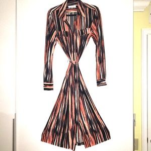 Brushstroke Belted Shirtwaist Dress